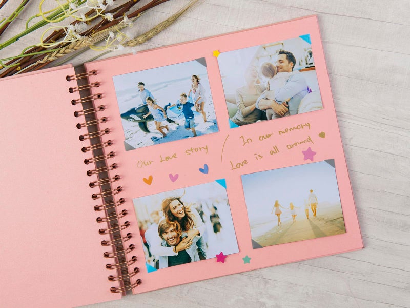 potricher 10 x 10 Inch DIY Scrapbook Photo Album 80 Pages Thick Kraft Blank Pink Paper Memory Book for Wedding and Anniversary Family (Pink, 10 Inch) - Image 3